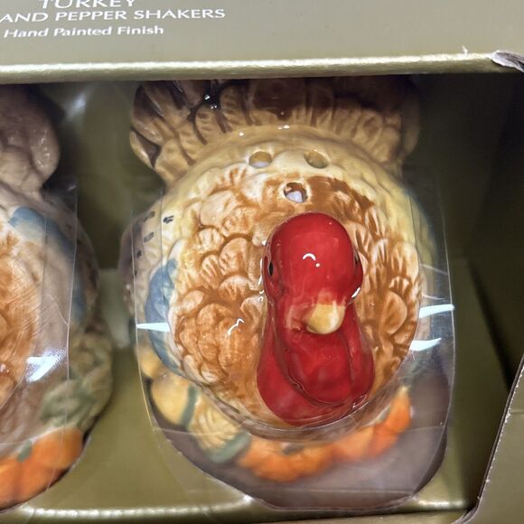 Thanksgiving Turkey Salt And Pepper Shakers Jaclyn Smith Collection Hand Painted - Picture 3 of 9